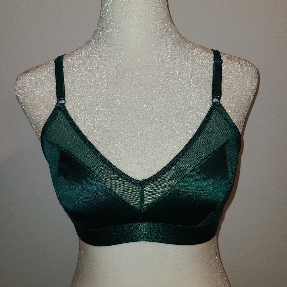 Green Satin and Mesh Bralette by Auden